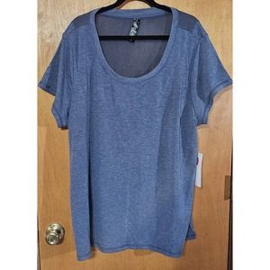 NWT Yogalicious Women’s Workout Top Short Sleeve 3X T Shirt Heather Blue